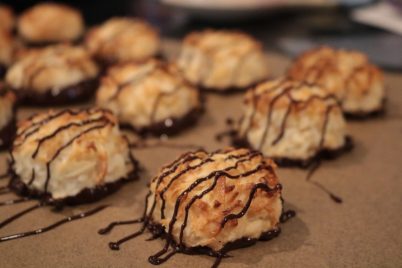 Coconut Macaroons with chocolate drizzle