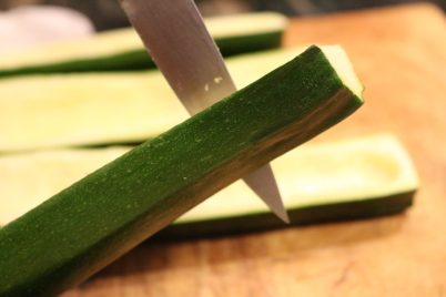 Piercing a zucchini
