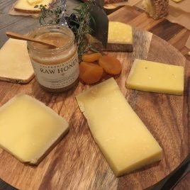 alpine cheeses on platter