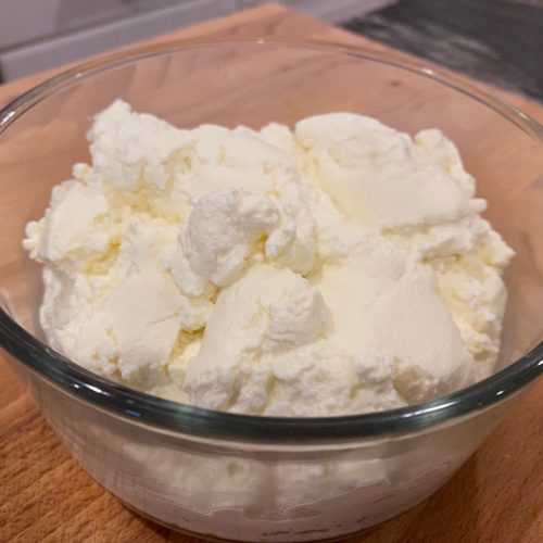 Bowl of ricotta cheese