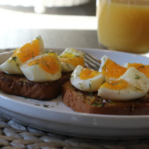 soft boiled eggs on toast