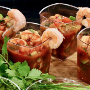 Individual portions of Mexican Shrimp Cocktail