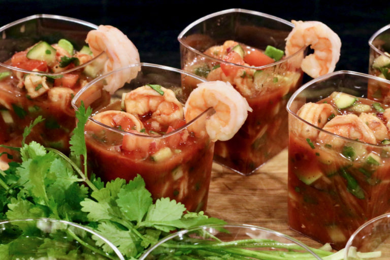 Individual portions of Mexican Shrimp Cocktail