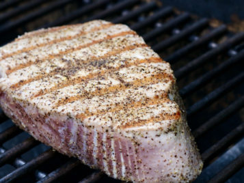 Tuna steak on grill
