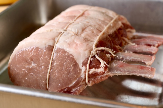 Pork roast, trimmed and tied