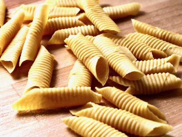 dried homemade garganelli pasta