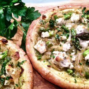 Asparagus & Goat Cheese tart made with puff pastry