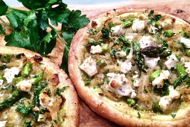 Asparagus & Goat Cheese tart made with puff pastry