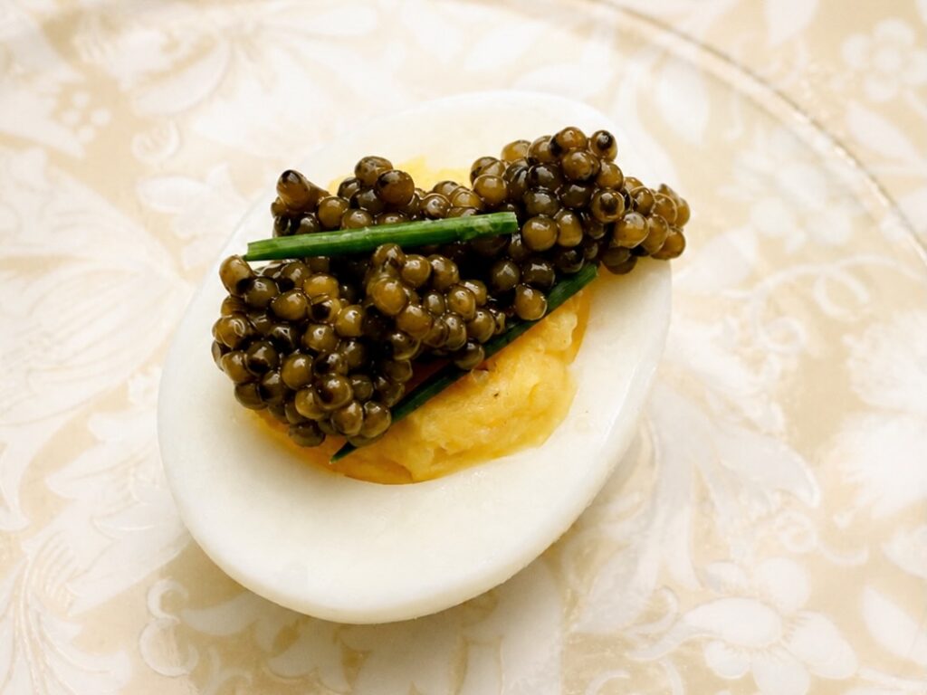 French deviled eggs with caviar