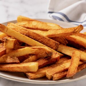 Homemade Traditional English Chips on a serving dish