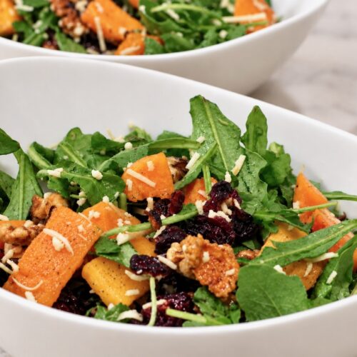 Arugula Squash Salad with Cranberries and Walnuts