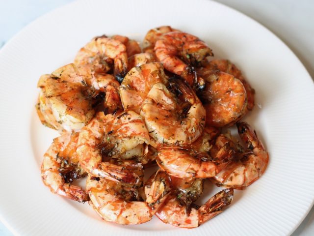 Grilled Peel and Eat Shrimp on a Plate