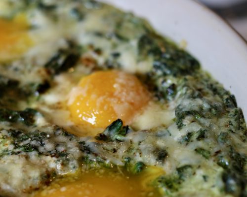 Creamed Spinach Baked Eggs