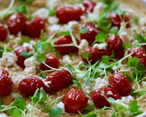 hummus with slow roasted Tomatoes 16x9